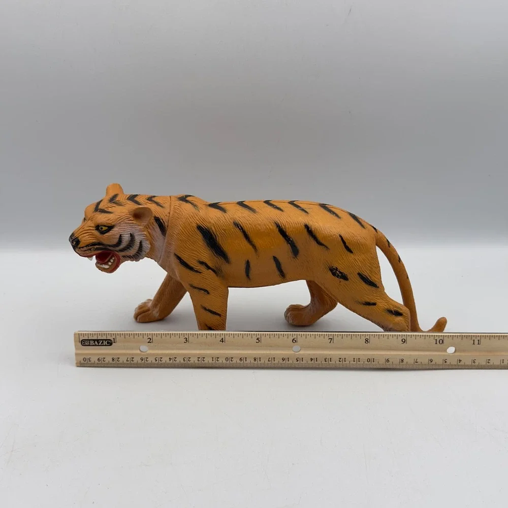 Vintage 1986 Imperial Toy Corp Tiger Figure Snarling Plastic Safari Animal 10" - Picture 4 of 10